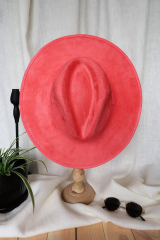 Salmon Wide Flat Brim Fedora